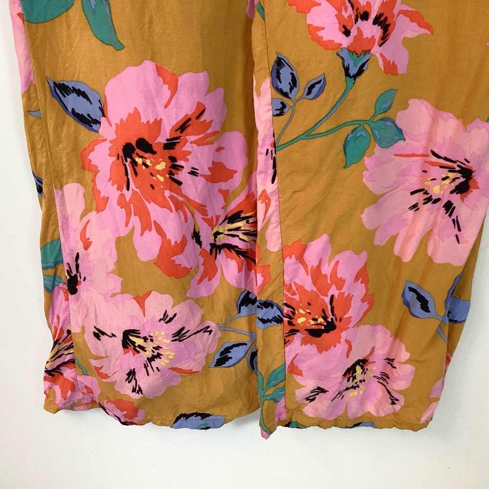 Billabong Cut Through Floral Pull On Pants - Mustard/Pink - M - Picture 3 of 9